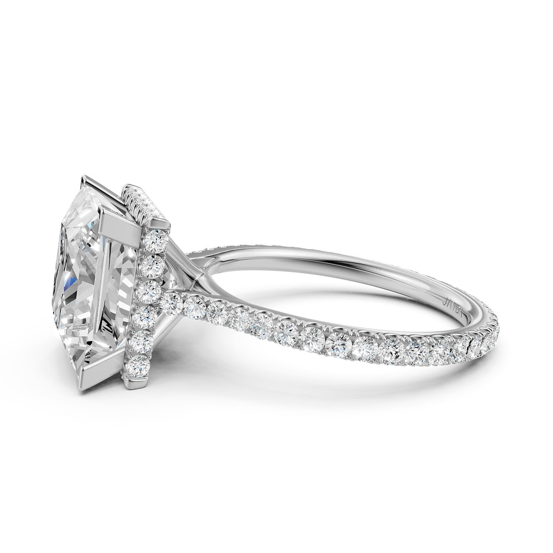Cathedral Princess Halo French U Pave Set Diamond Engagement Ring