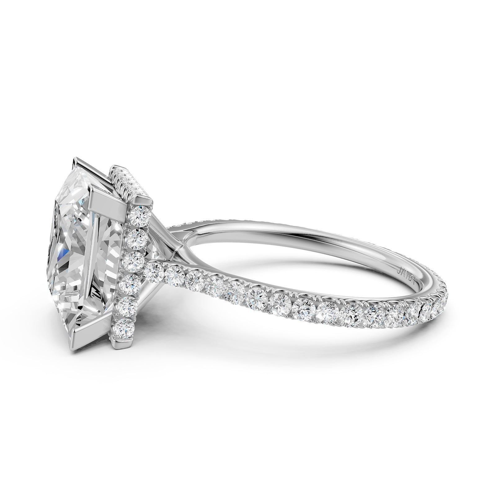 Cathedral Style Halo French U Pave Set Lab Grown Diamond Engagement Ring IGI Certified 4.55 Ctw.