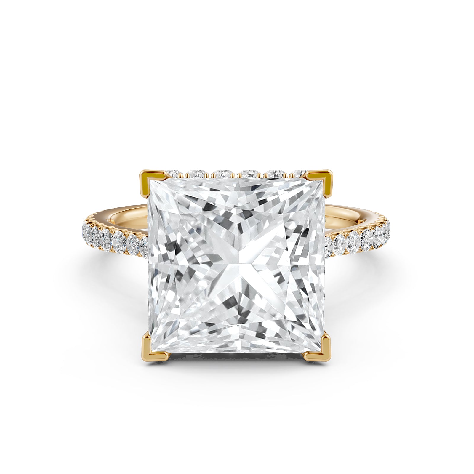 Cathedral Style Halo French U Pave Set Lab Grown Diamond Engagement Ring IGI Certified 4.55 Ctw.