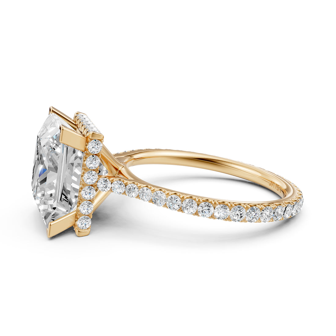 Cathedral Princess Halo French U Pave Set Diamond Engagement Ring