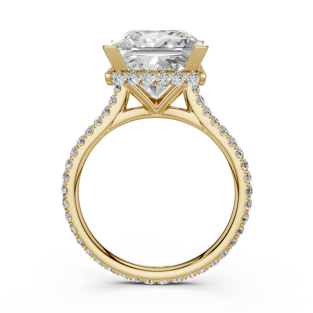 Cathedral Princess Halo French U Pave Set Diamond Engagement Ring