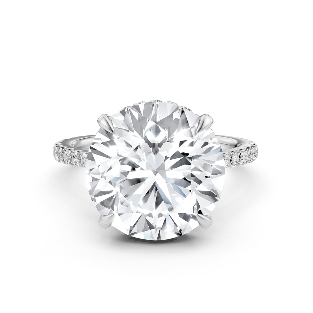 Cathedral Style Halo French U Pave Set Lab Grown Diamond Engagement Ring IGI Certified 4.55 Ctw.