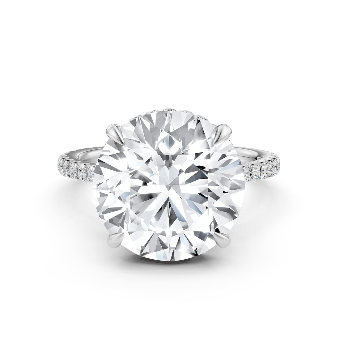 Cathedral Style Halo French U Pave Set Lab Grown Diamond Engagement Ring IGI Certified 4.55 Ctw.