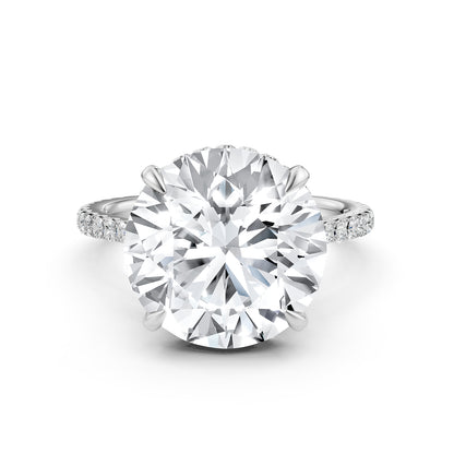 Cathedral Style Halo French U Pave Set Lab Grown Diamond Engagement Ring IGI Certified 4.55 Ctw.