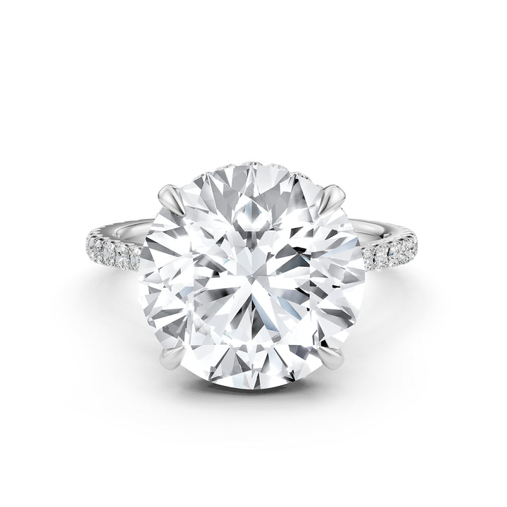 Cathedral Style Halo French U Pave Set Lab Grown Diamond Engagement Ring IGI Certified 4.55 Ctw.