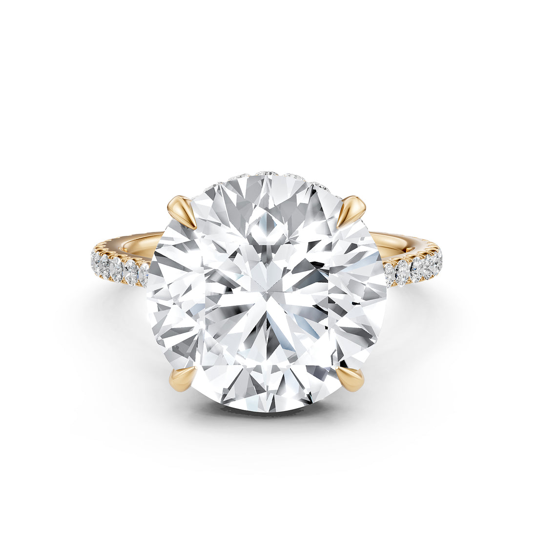 Cathedral Round Halo French U Pave Set Diamond Engagement Ring 14k White Gold