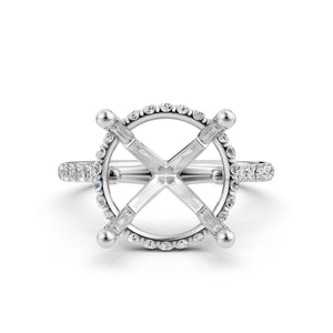 Cathedral Style Halo French U Pave Set Semi Mount Lab Grown Diamond Engagement Ring 0.55Ct.