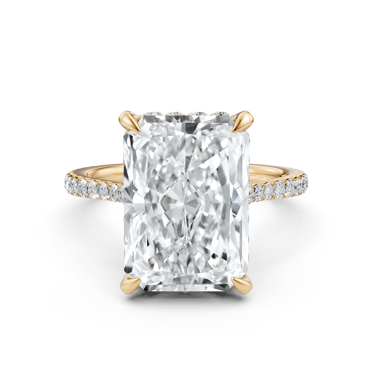 Cathedral Style Halo French U Pave Set Lab Grown Diamond Engagement Ring IGI Certified 4.55 Ctw.