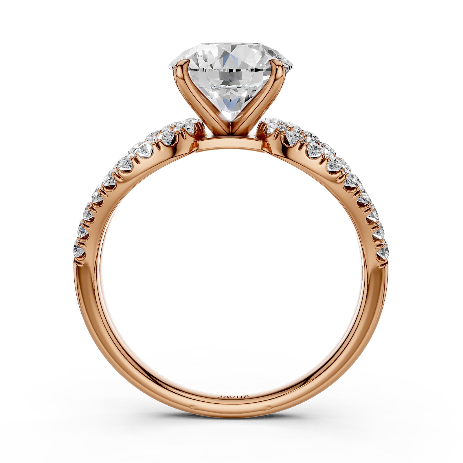 Split Shank French U Cut Pave Set Round Lab Grown Diamond Engagement Ring