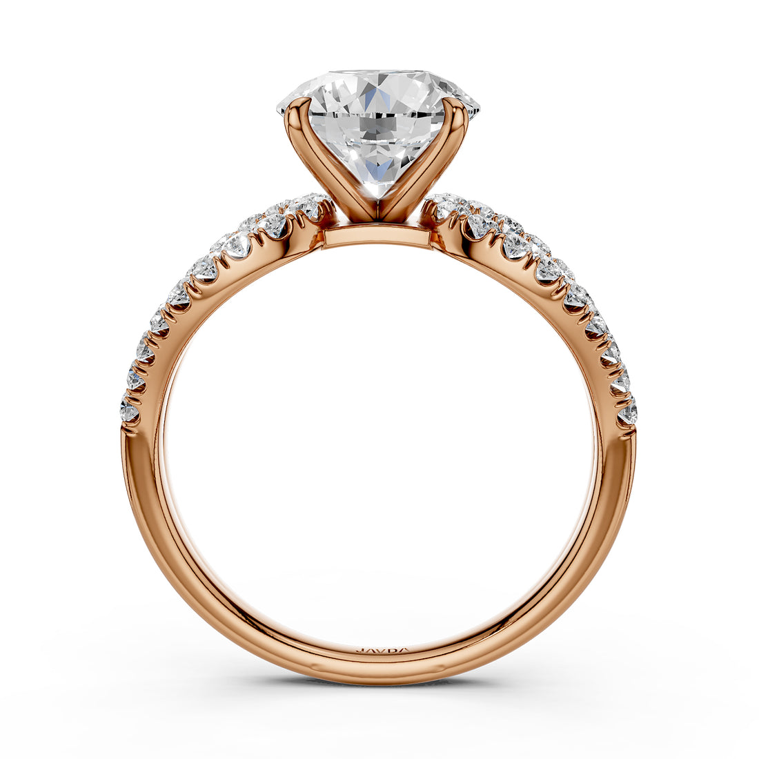 Split Shank French U Cut Pave Set Round Lab Grown Diamond Engagement Ring