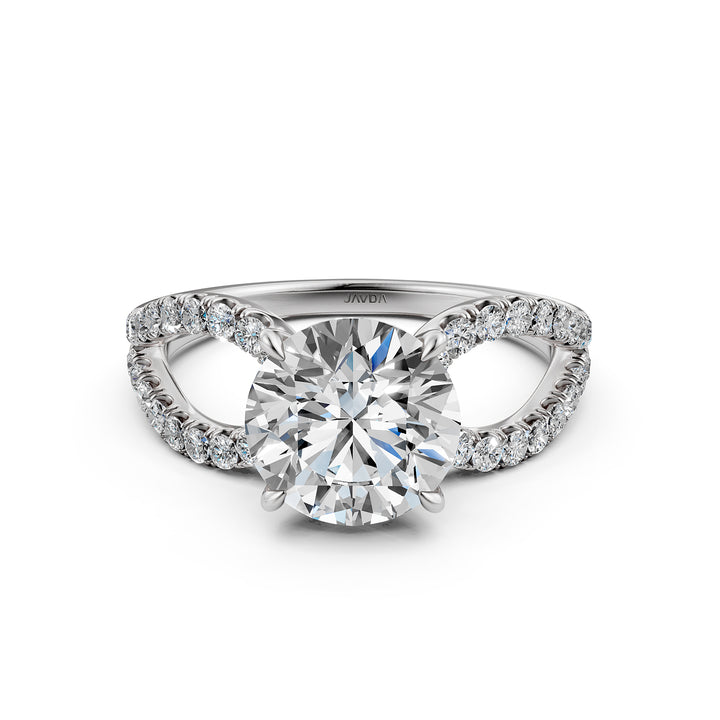 Split Shank French U Cut Pave Set Round Lab Grown Diamond Engagement Ring
