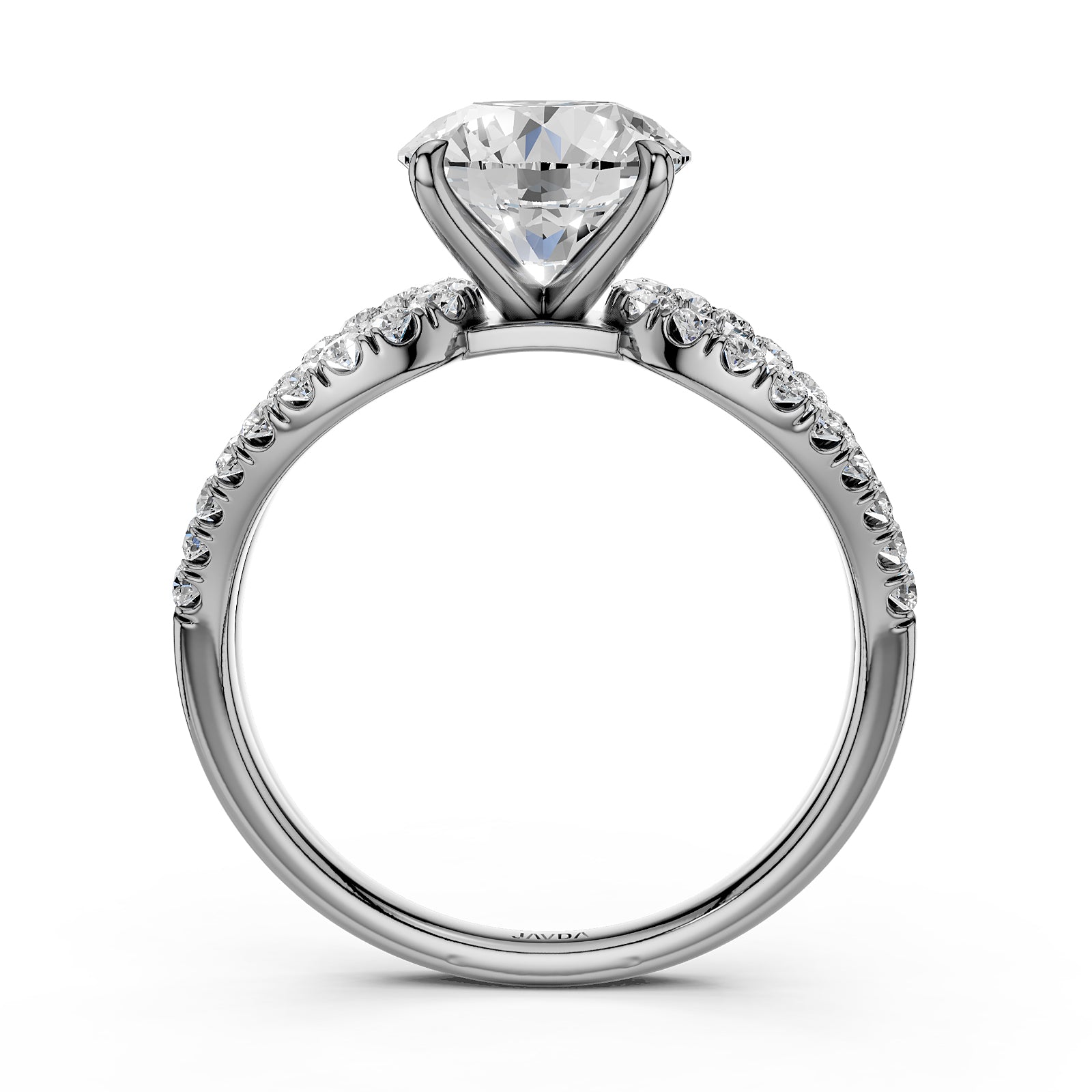 Split Shank French U Cut Pave Set Round Lab Grown Diamond Engagement Ring