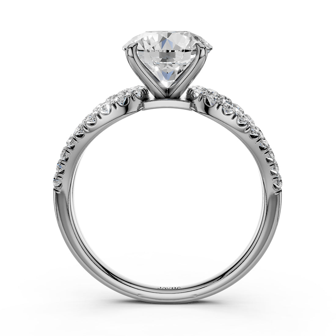 Split Shank French U Cut Pave Set Round Lab Grown Diamond Engagement Ring