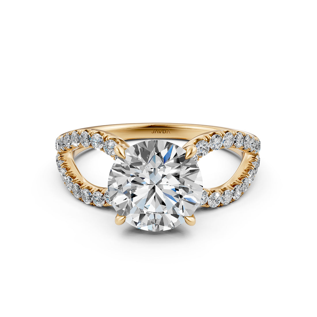 Split Shank French U Cut Pave Set Round Lab Grown Diamond Engagement Ring