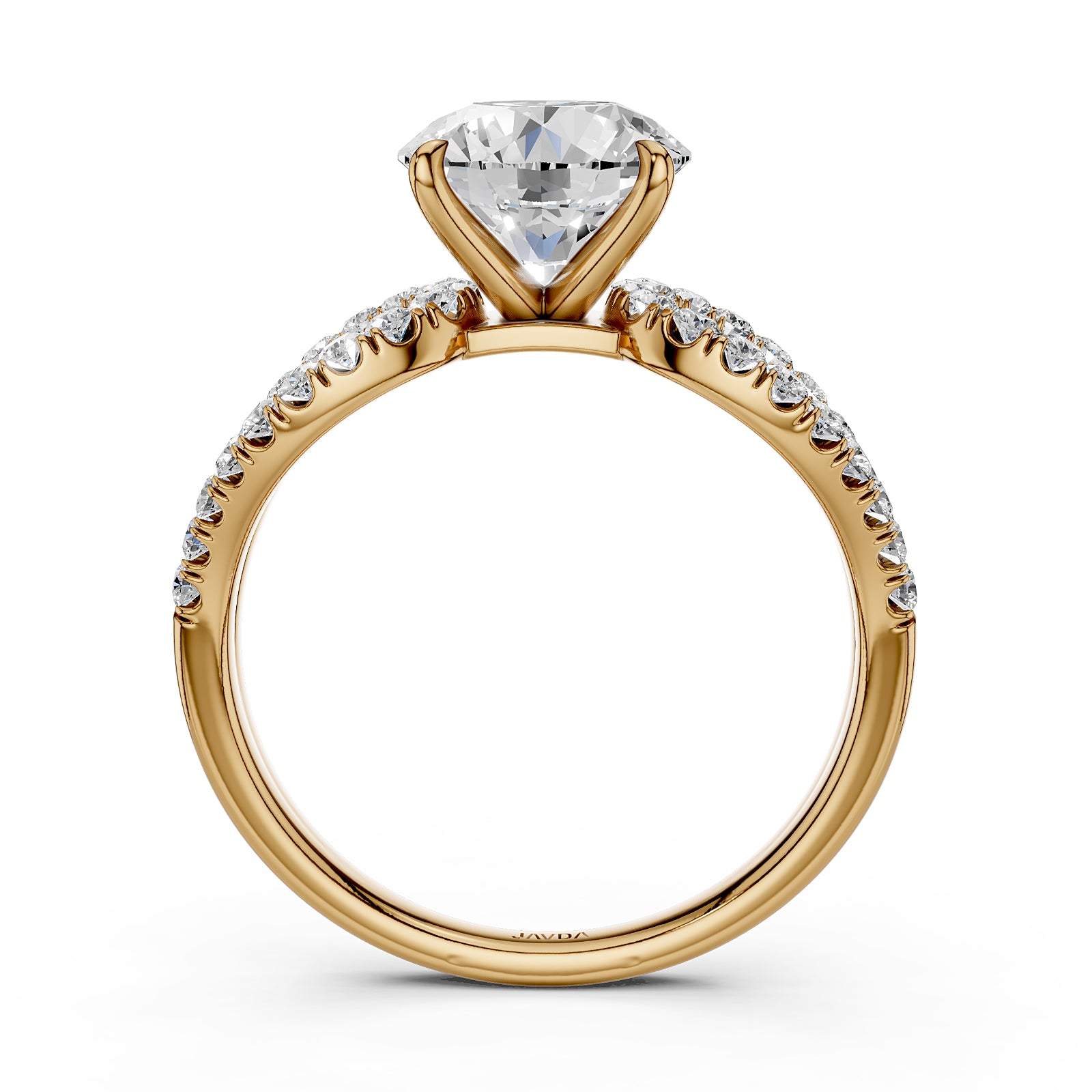 Split Shank French U Cut Pave Set Round Lab Grown Diamond Engagement Ring