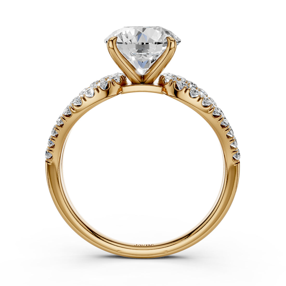 Split Shank French U Cut Pave Set Round Lab Grown Diamond Engagement Ring