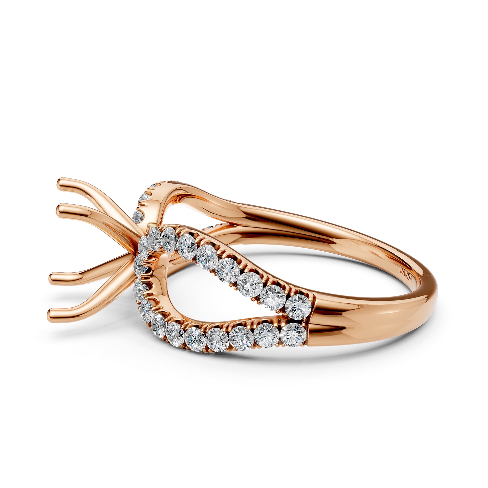 14K White Gold Lab Diamond Semi-Mount Engagement Ring, Split Shank Setting, 0.45ct