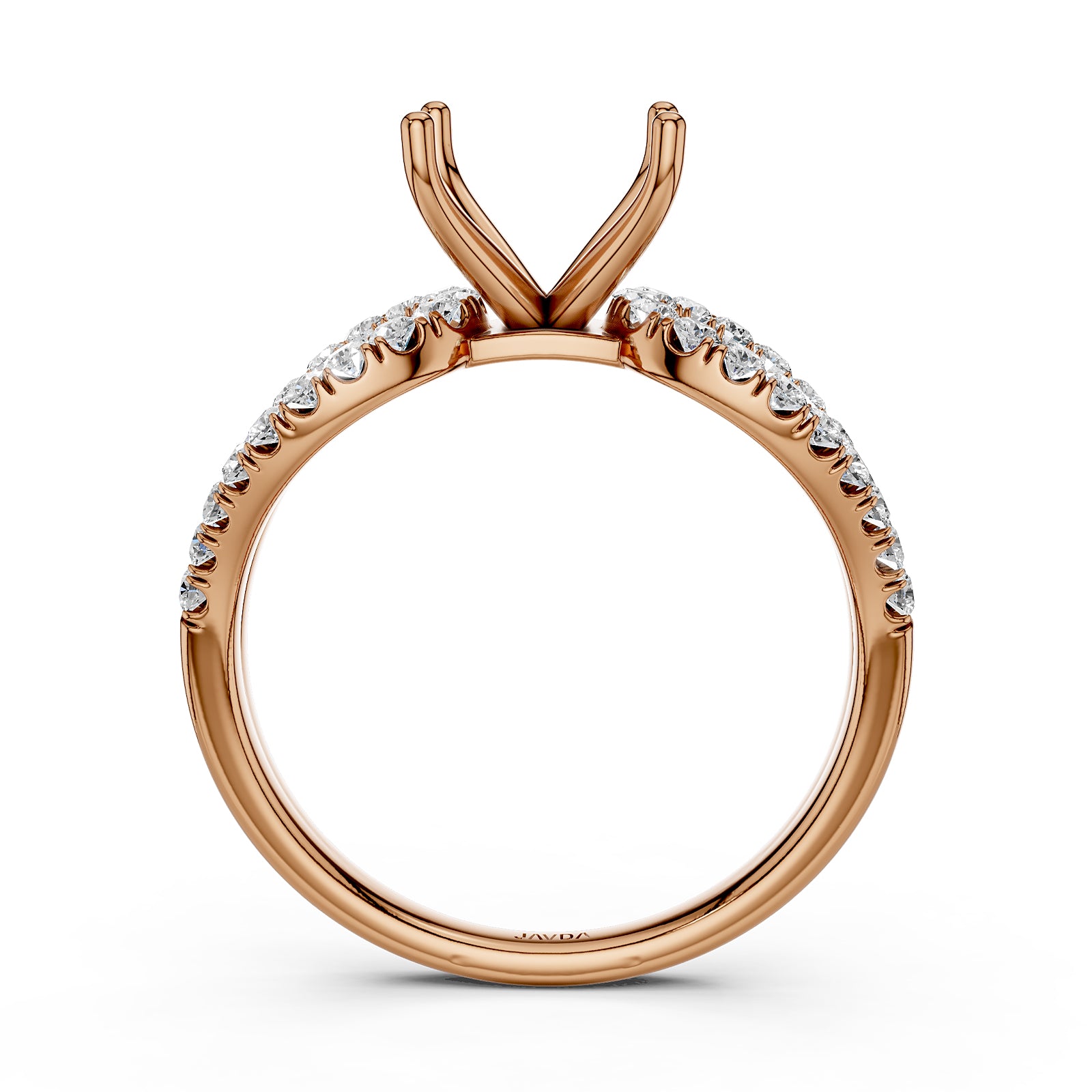 14K White Gold Lab Diamond Semi-Mount Engagement Ring, Split Shank Setting, 0.45ct