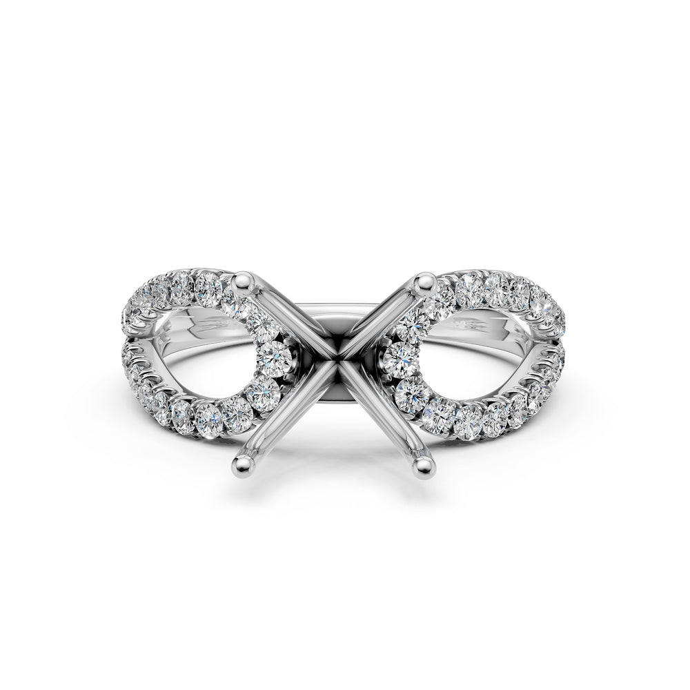 14K White Gold Lab Diamond Semi-Mount Engagement Ring, Split Shank Setting, 0.45ct