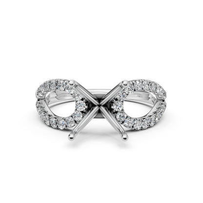 14K White Gold Lab Diamond Semi-Mount Engagement Ring, Split Shank Setting, 0.45ct