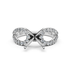 14K White Gold Lab Diamond Semi-Mount Engagement Ring, Split Shank Setting, 0.45ct