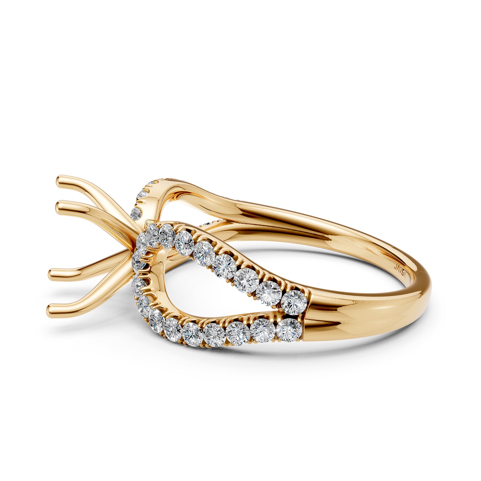 14K White Gold Lab Diamond Semi-Mount Engagement Ring, Split Shank Setting, 0.45ct