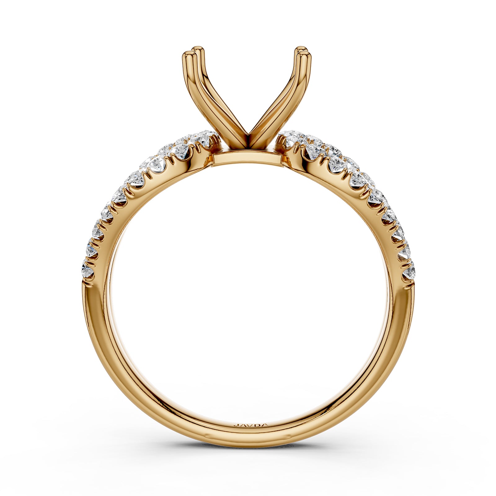 14K White Gold Lab Diamond Semi-Mount Engagement Ring, Split Shank Setting, 0.45ct