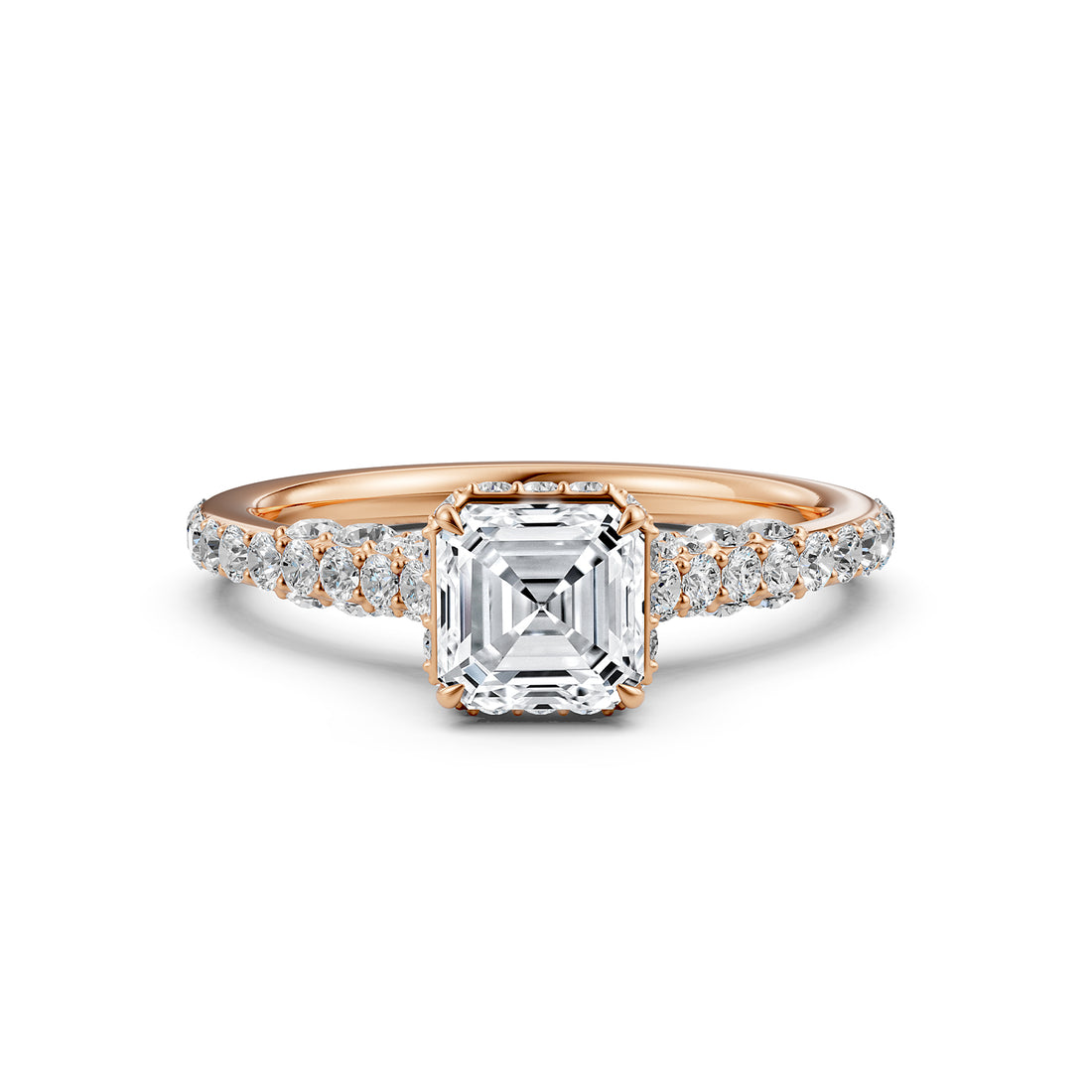 Round Lab Grown Diamond Engagement Pave Set Ring 1.15 Ctw