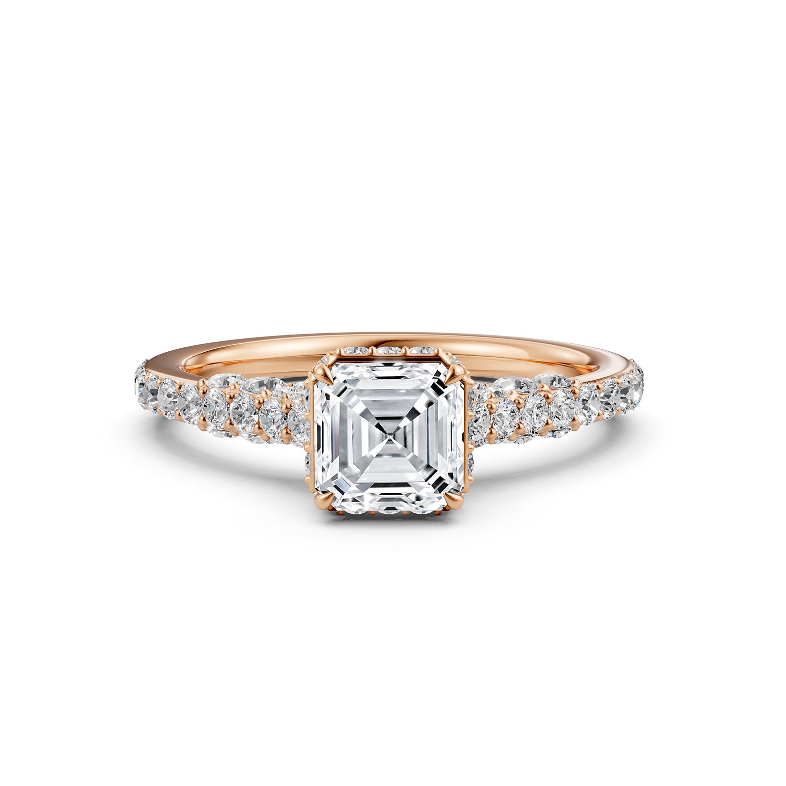 Asscher Women's Lab Grown Diamond Engagement Pave Set Ring