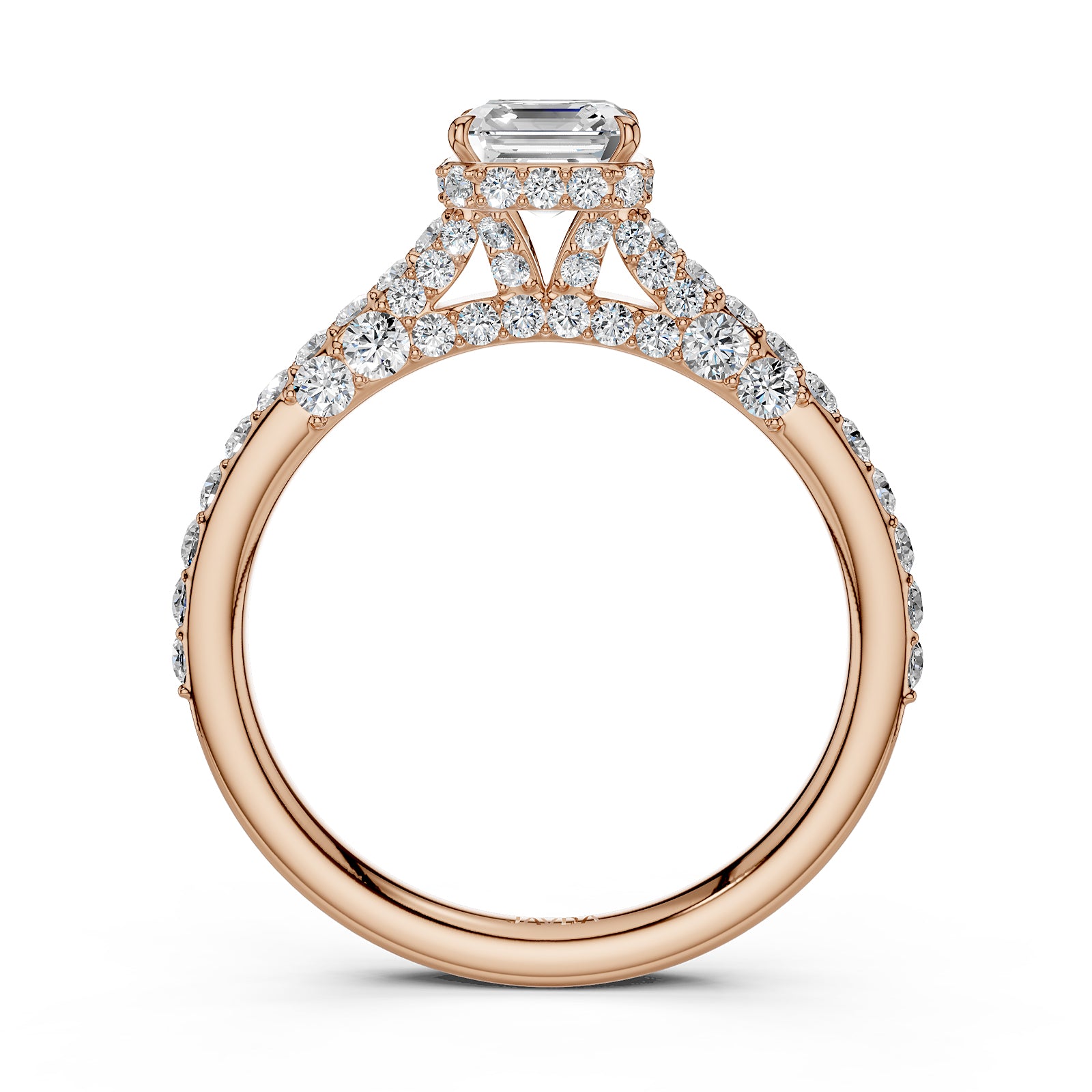 Round Lab Grown Diamond Engagement Pave Set Ring 1.15 Ctw