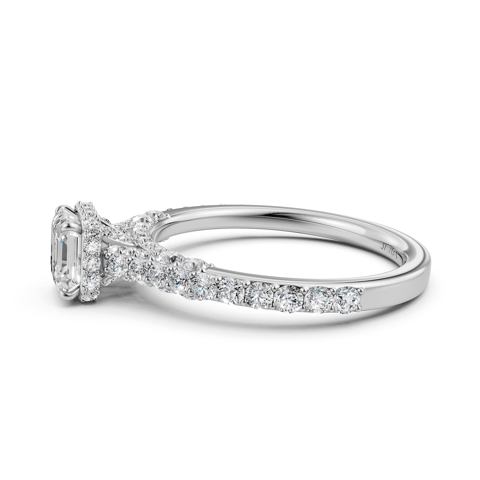 Round Lab Grown Diamond Engagement Pave Set Ring 1.15 Ctw