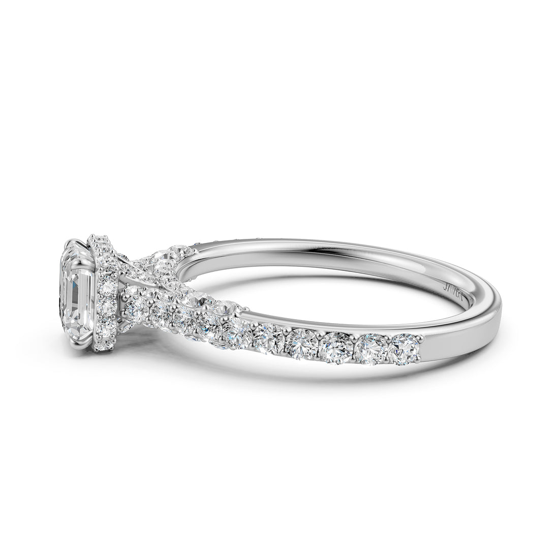 Asscher Women's Lab Grown Diamond Engagement Pave Set Ring