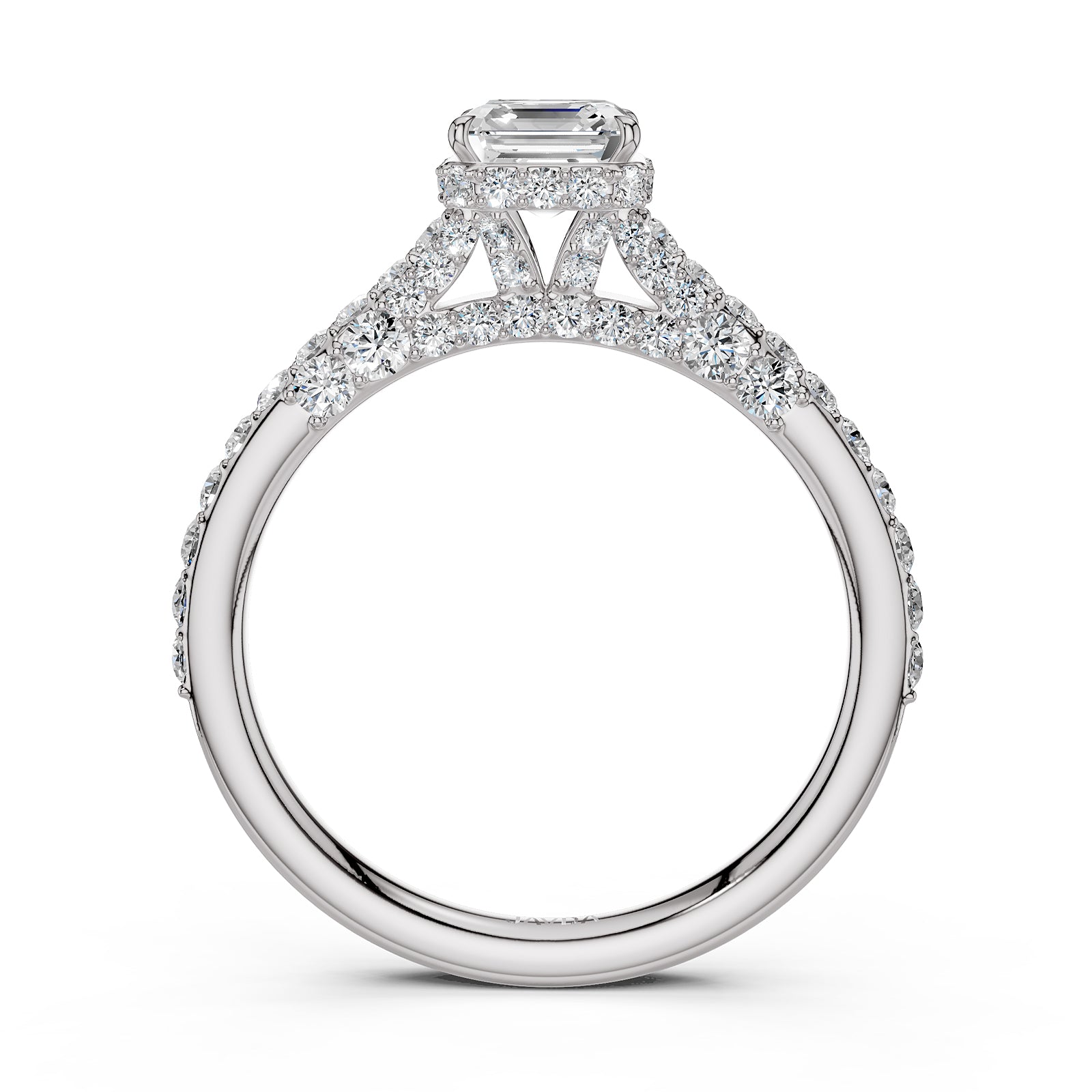 Round Lab Grown Diamond Engagement Pave Set Ring 1.15 Ctw