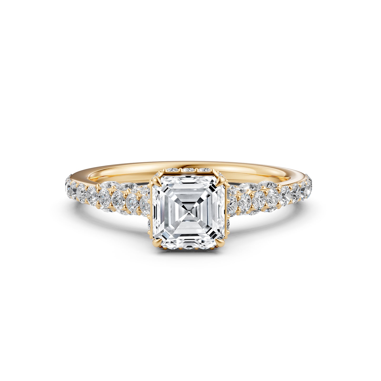 Asscher Women's Lab Grown Diamond Engagement Pave Set Ring
