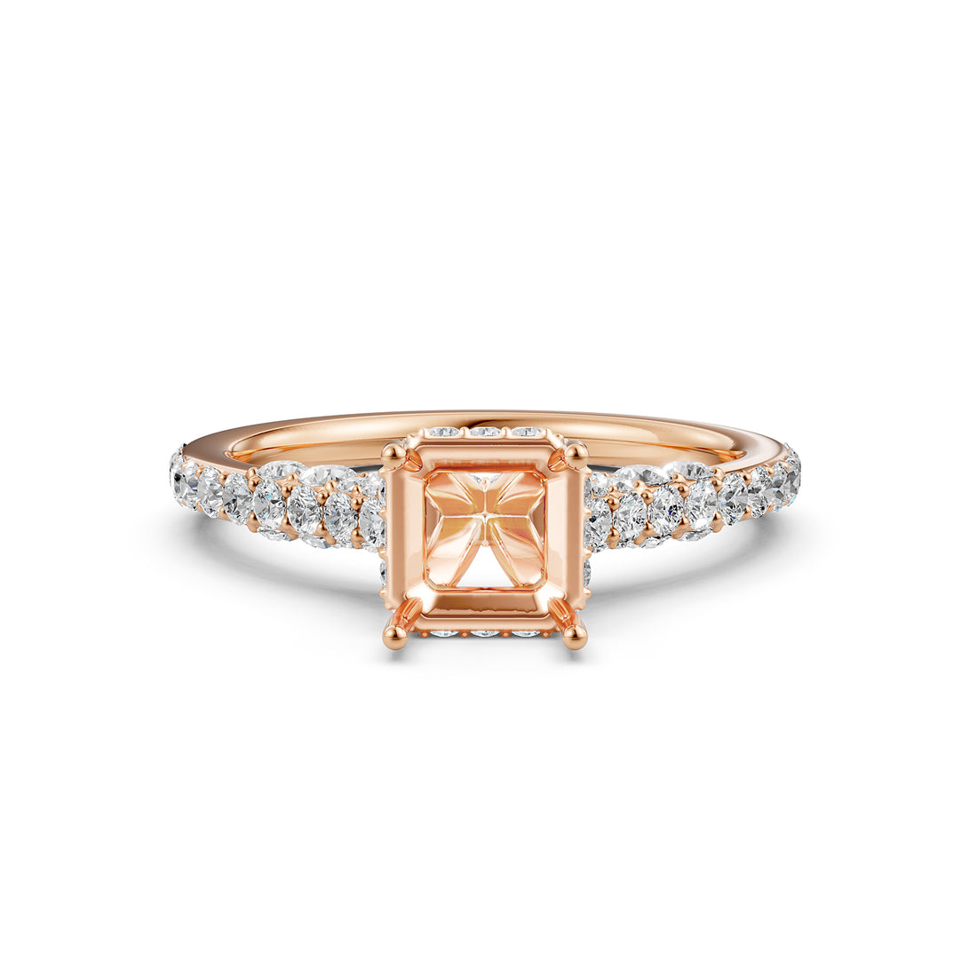 Round Lab Grown Diamond Pave Engagement Ring Semi Mount | 0.65 Ct | R21902R