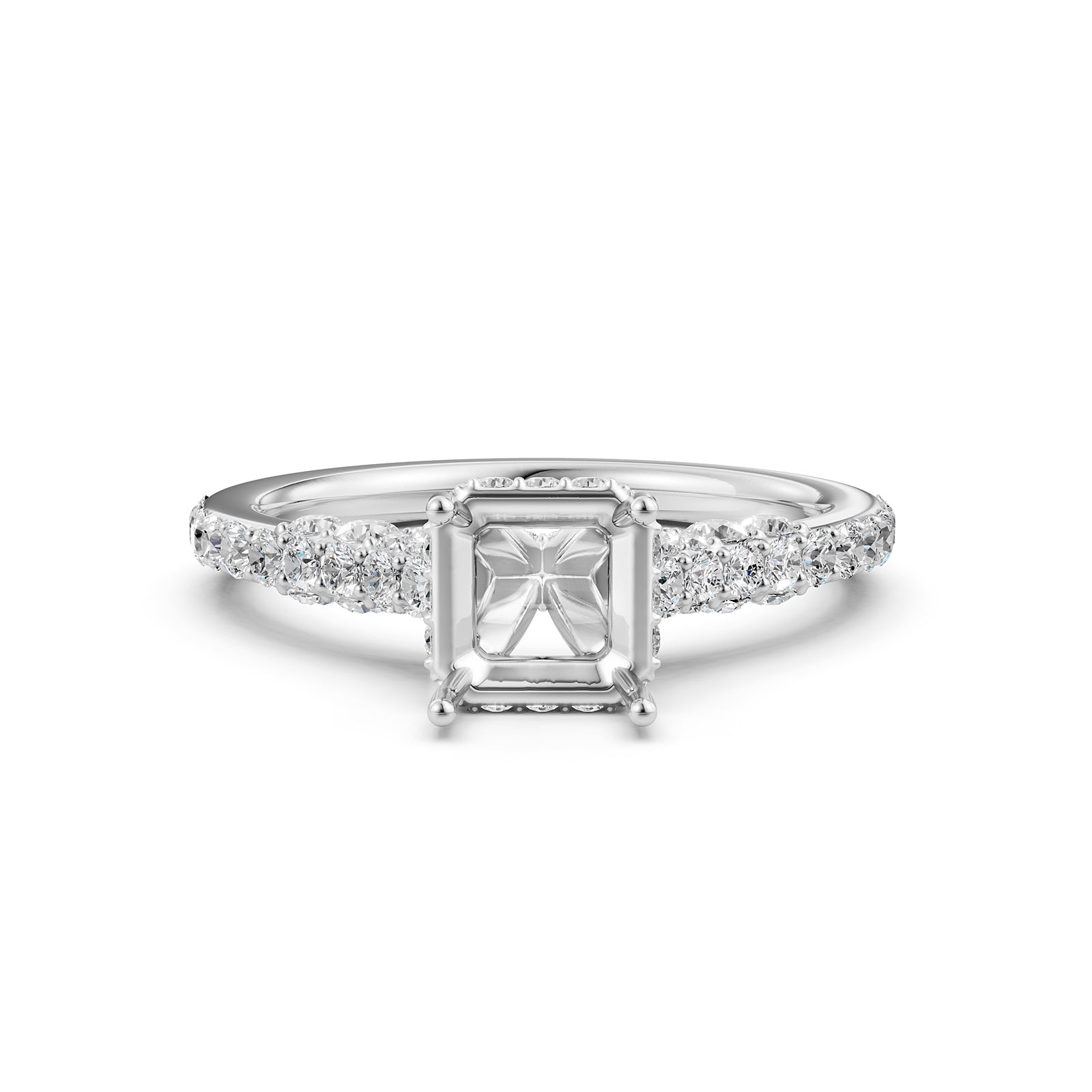 Round Lab Grown Diamond Pave Engagement Ring Semi Mount | 0.65 Ct | R21902R