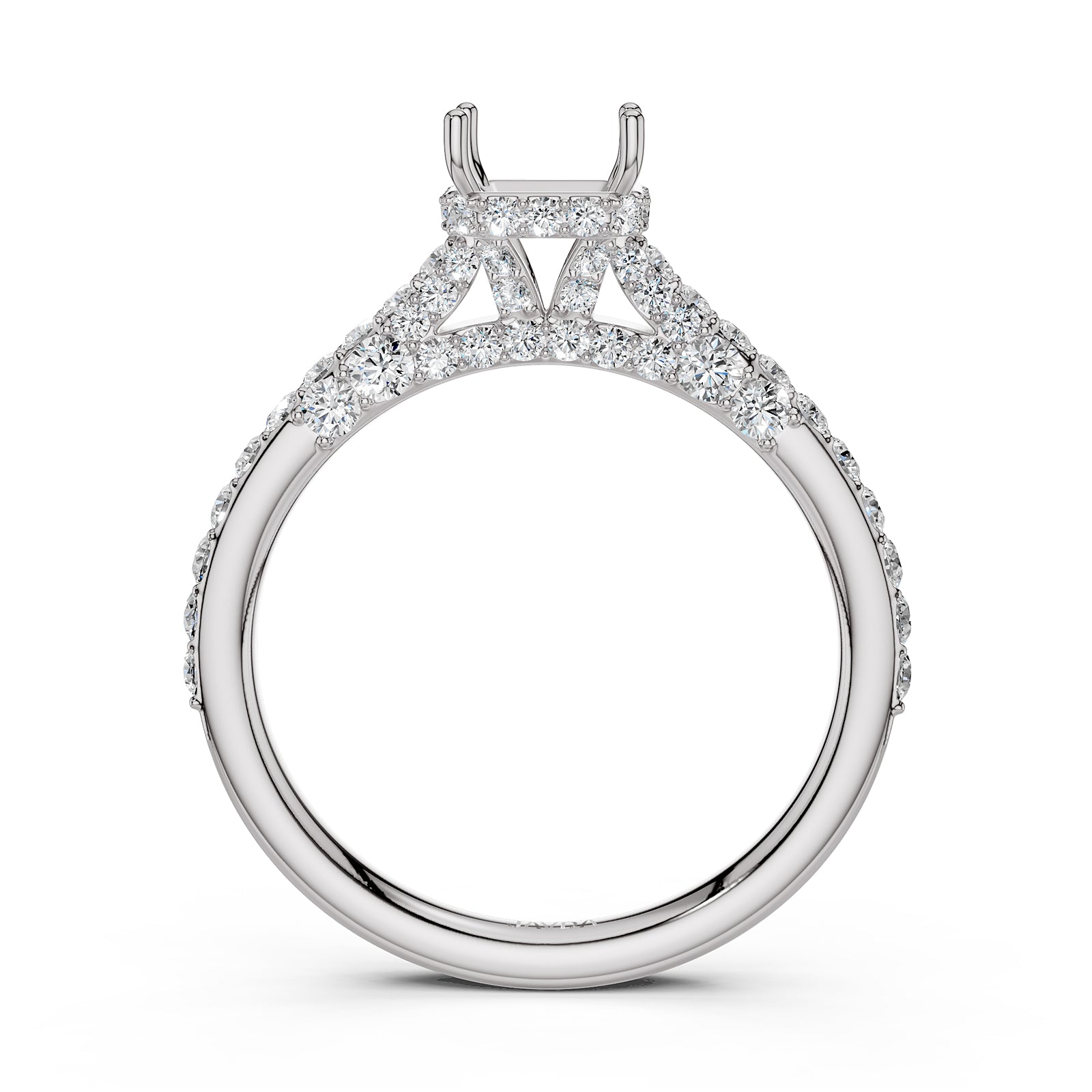 Round Lab Grown Diamond Pave Engagement Ring Semi Mount | 0.65 Ct | R21902R