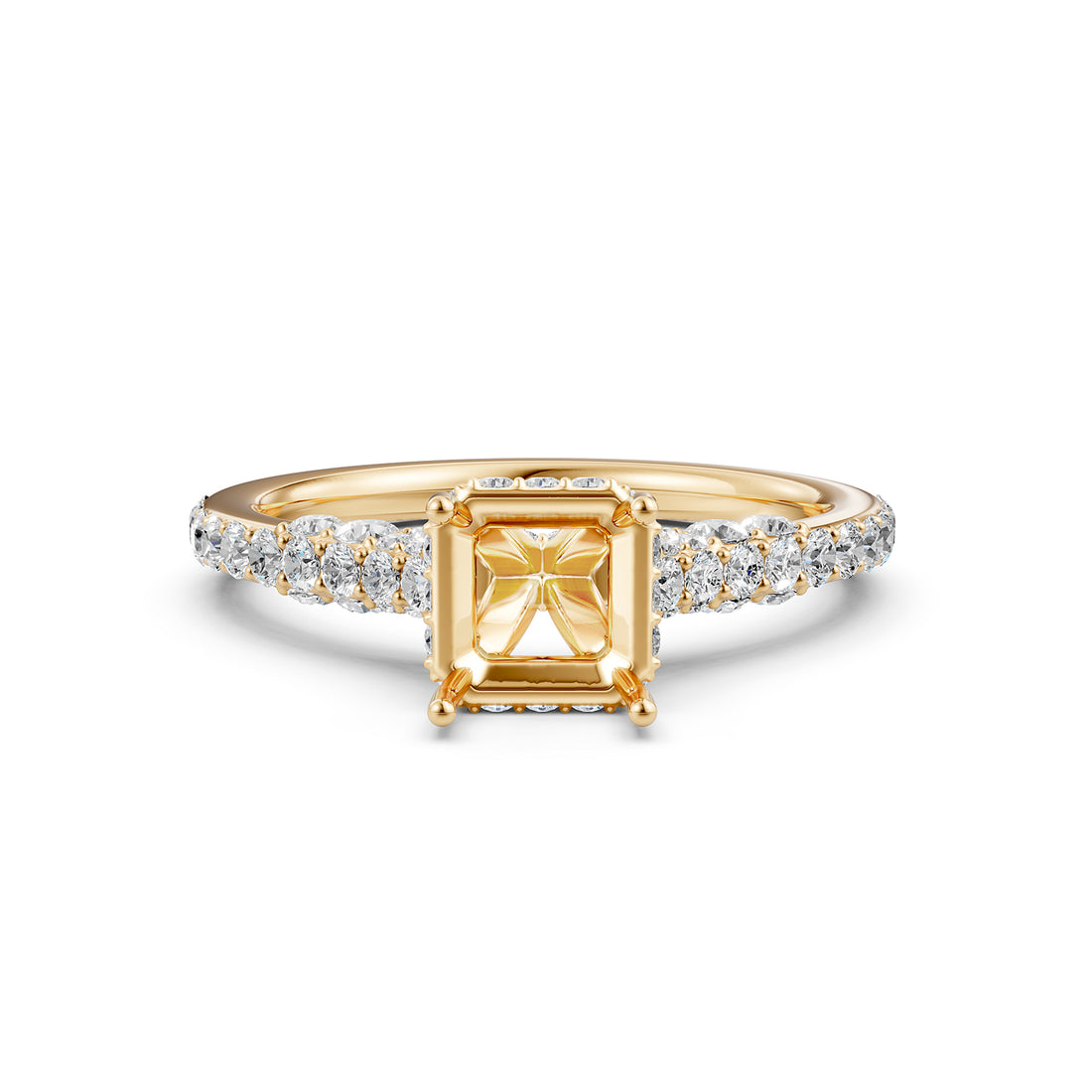 Round Lab Grown Diamond Pave Engagement Ring Semi Mount | 0.65 Ct | R21902R