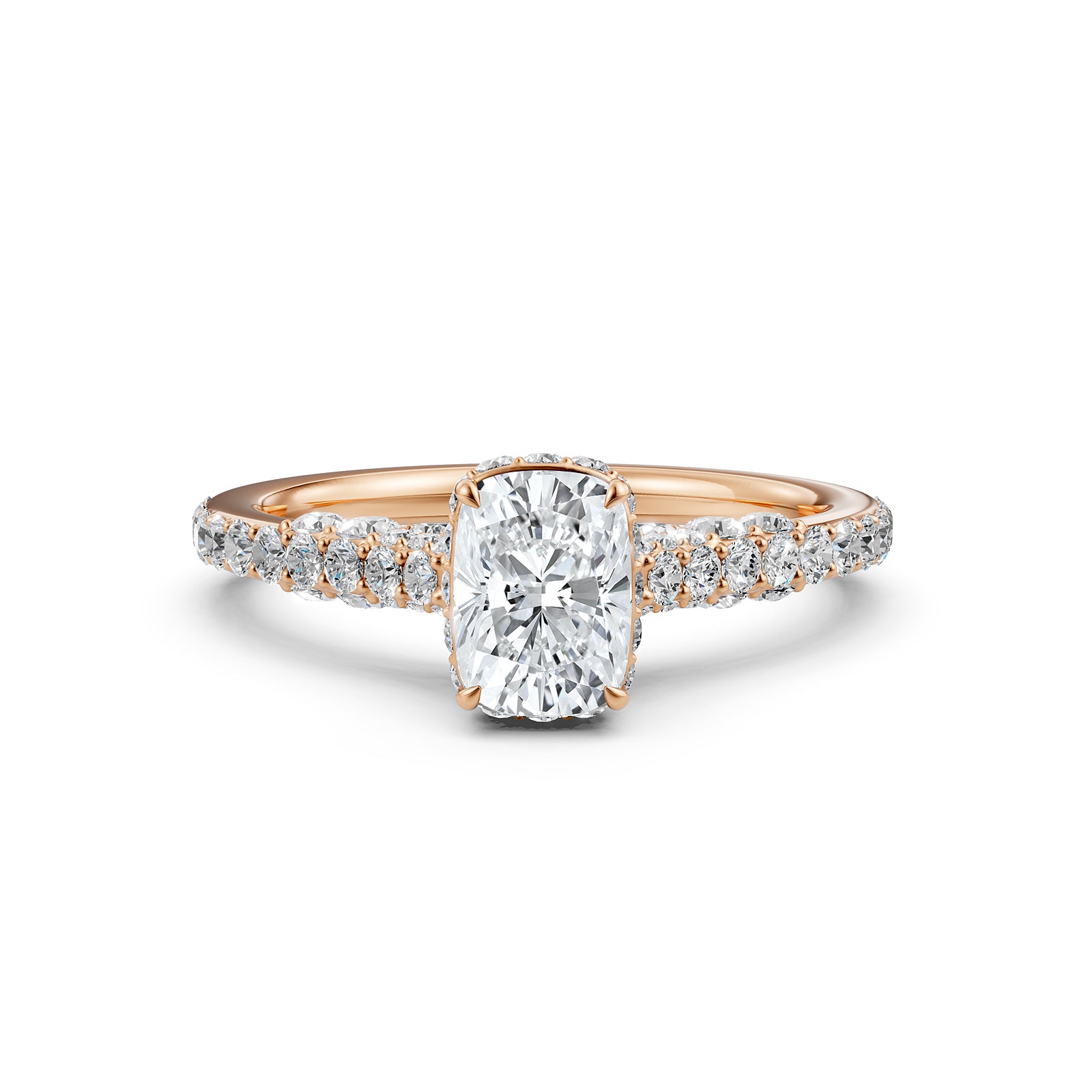 Round Lab Grown Diamond Engagement Pave Set Ring 1.15 Ctw