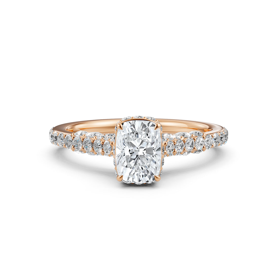 Cushion Women's Lab Grown Diamond Engagement Pave Set Ring