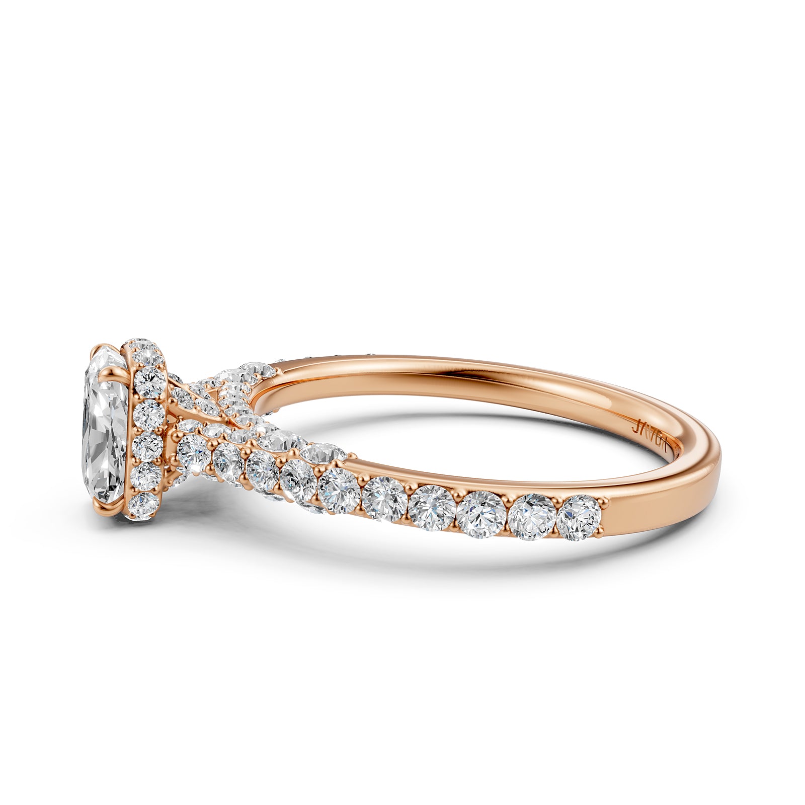 Cushion Women's Lab Grown Diamond Engagement Pave Set Ring