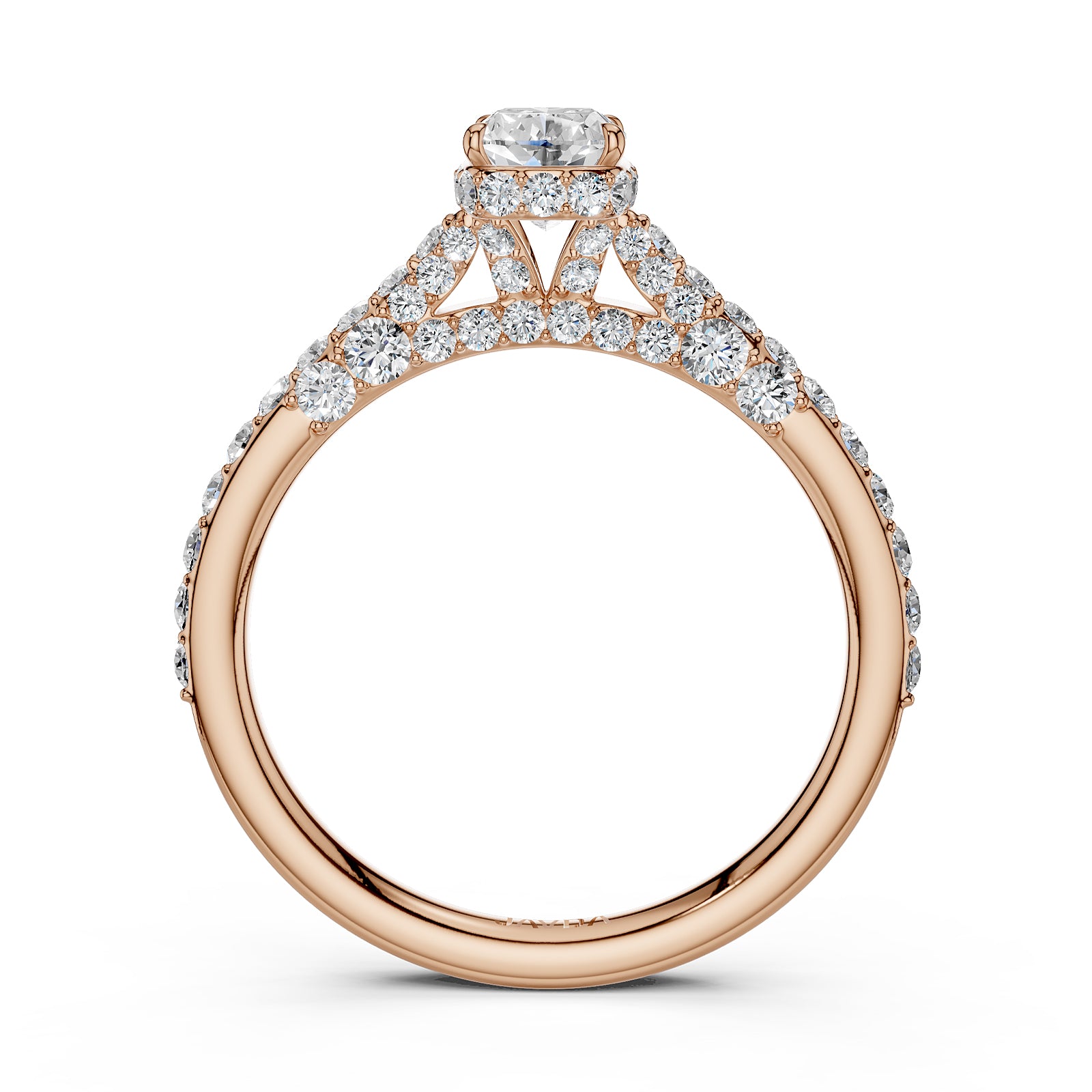 Round Lab Grown Diamond Engagement Pave Set Ring 1.15 Ctw