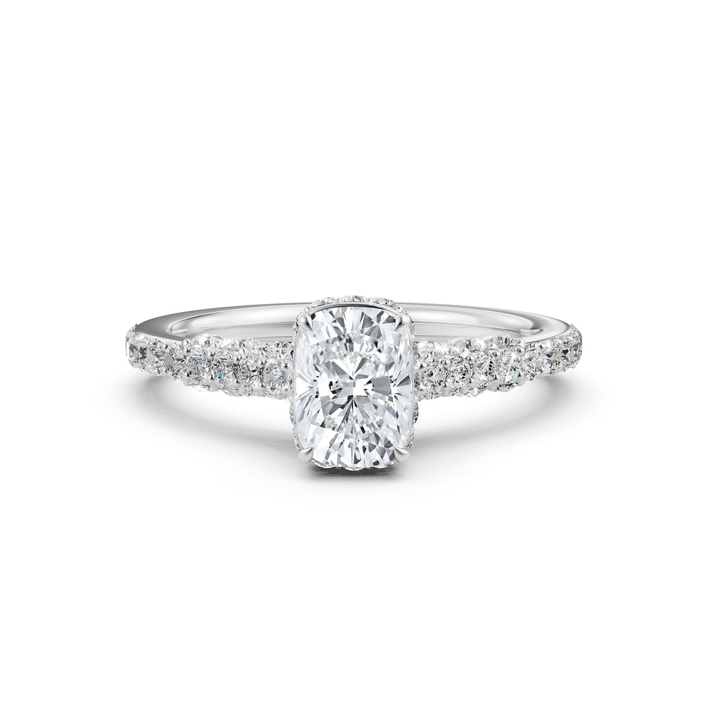 Cushion Women's Lab Grown Diamond Engagement Pave Set Ring