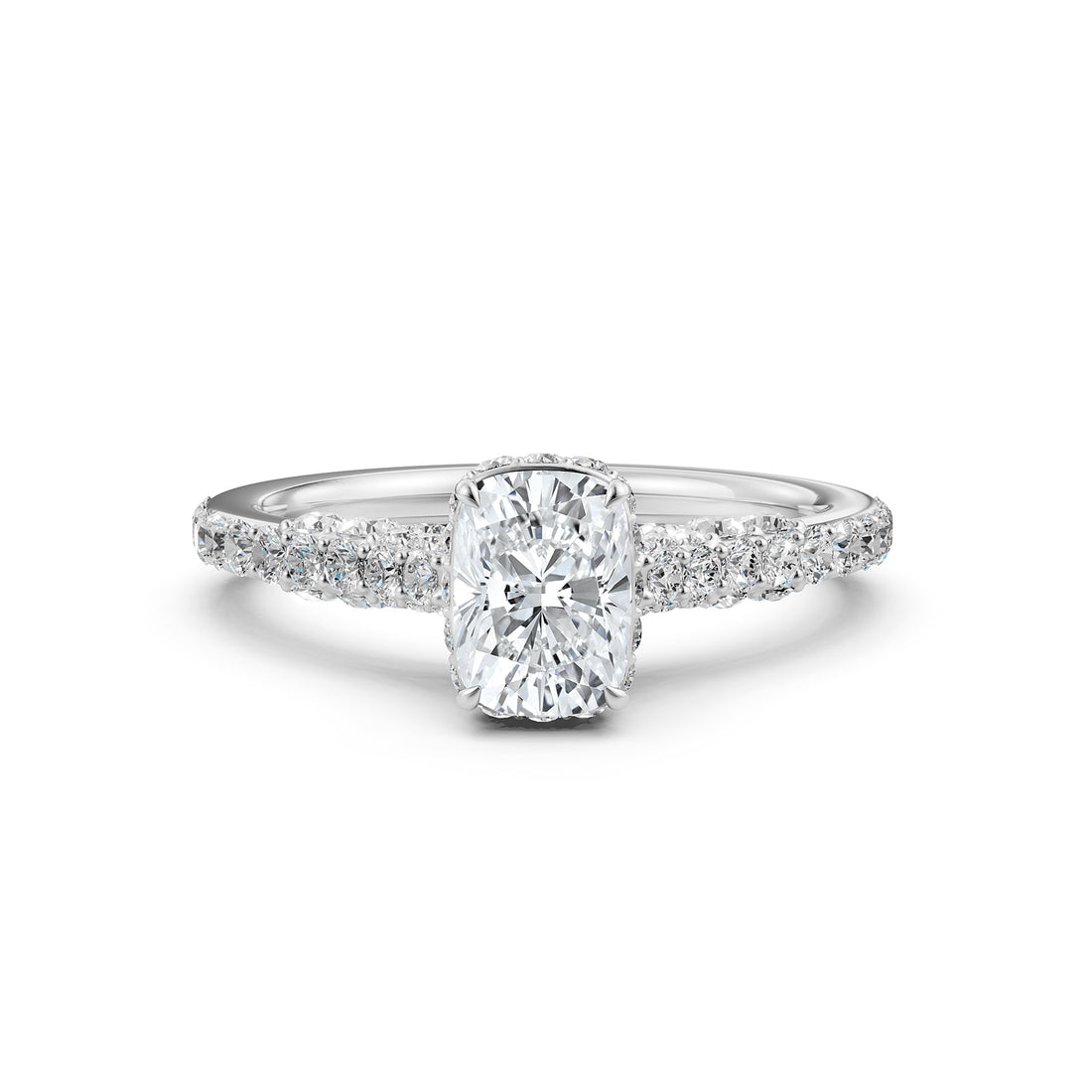 Cushion Women's Lab Grown Diamond Engagement Pave Set Ring