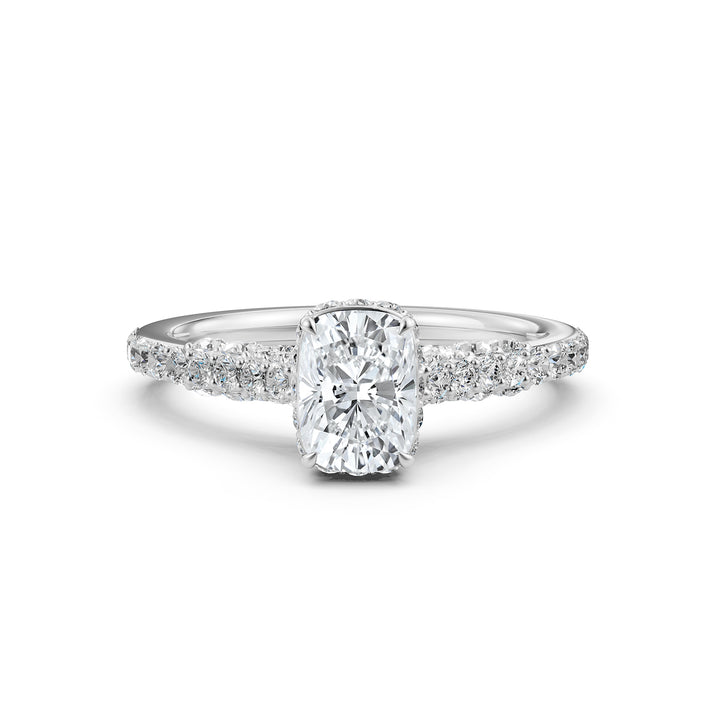 Cushion Women's Lab Grown Diamond Engagement Pave Set Ring