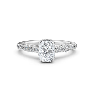 Cushion Women's Lab Grown Diamond Engagement Pave Set Ring