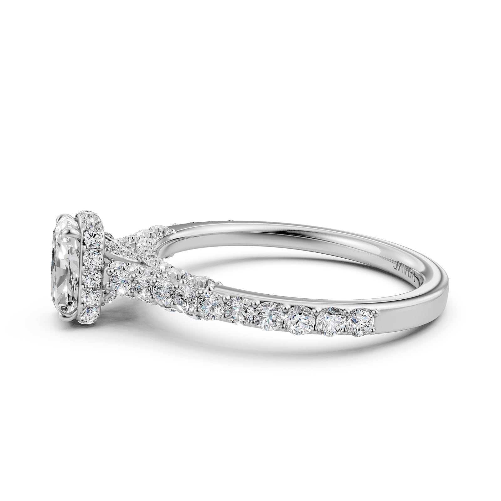 Cushion Women's Lab Grown Diamond Engagement Pave Set Ring