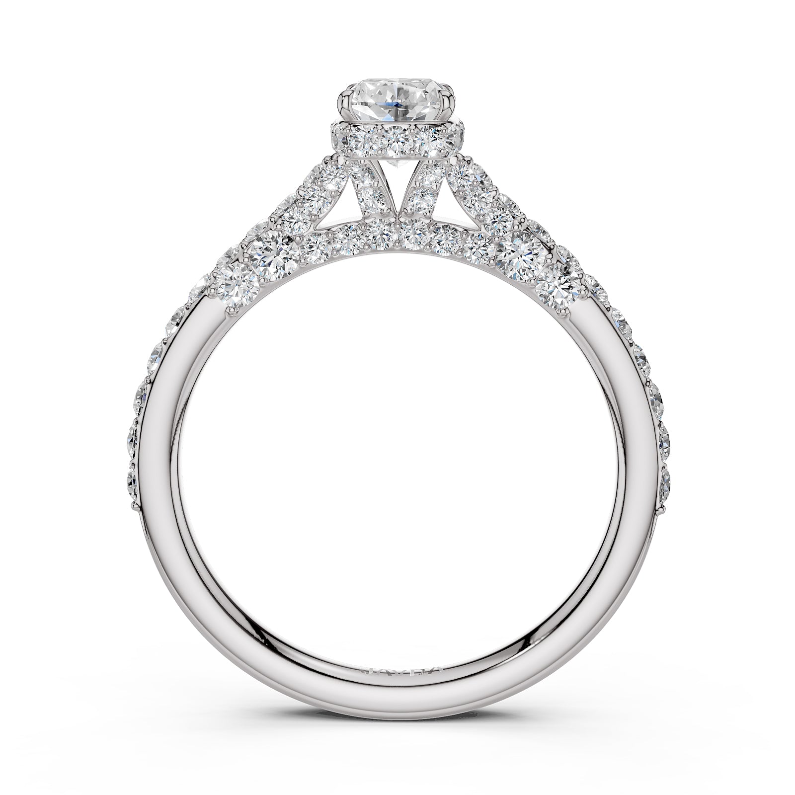 Round Lab Grown Diamond Engagement Pave Set Ring 1.15 Ctw