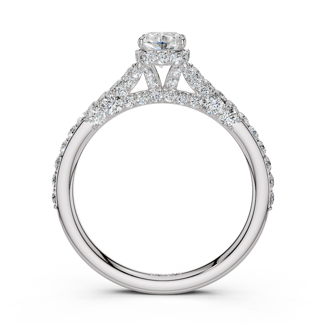 Round Lab Grown Diamond Engagement Pave Set Ring 1.15 Ctw