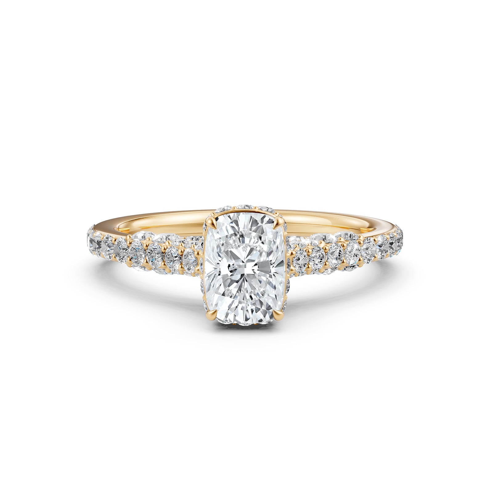 Cushion Women's Lab Grown Diamond Engagement Pave Set Ring